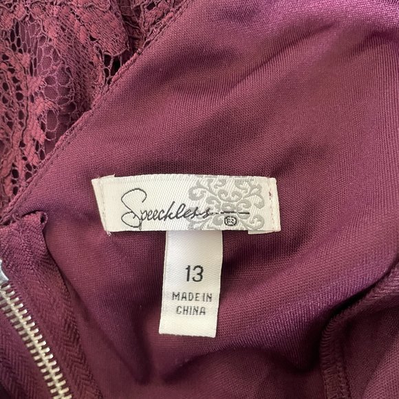 Speechless Mini Maroon Embellished Waist Lace Sleeveless Dress - Picture 8 of 8